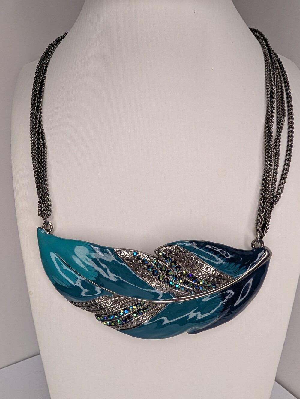 Women’s Teal Feather Statement Necklace - Brand